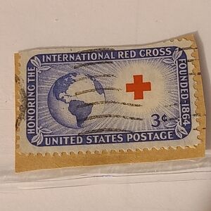 Vintage Blue and Red Home Design Stamp